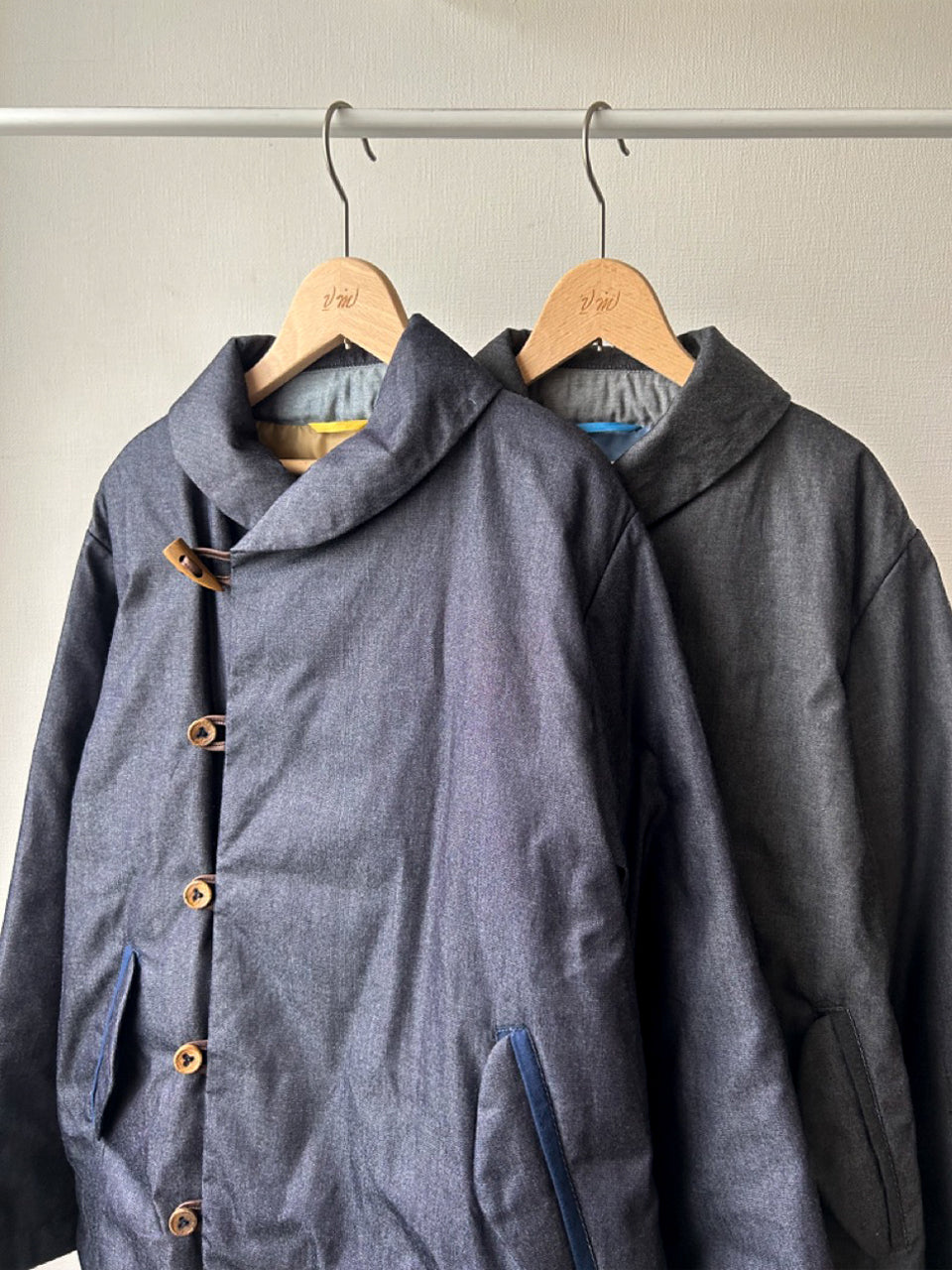 デニムショールカラーダウンジャケット (VFJK-5643D)