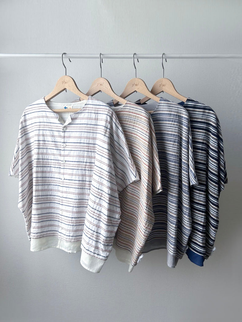 ボーダーレイヤードシャツ (VFSH-6545B)