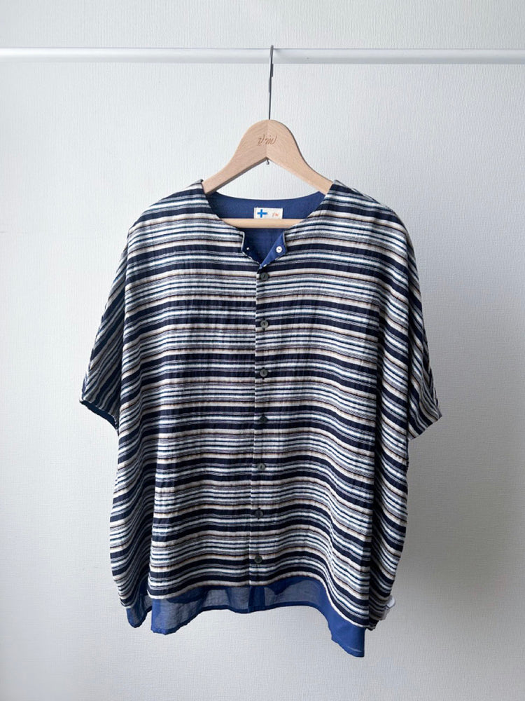 ボーダーレイヤードシャツ (VFSH-6545B)