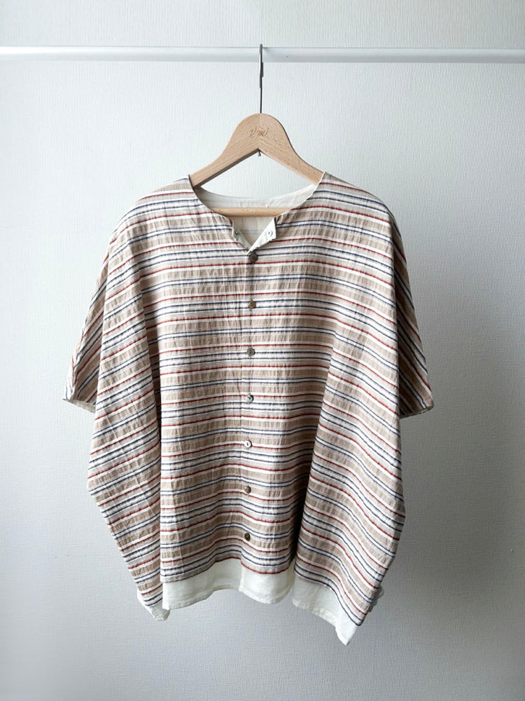 ボーダーレイヤードシャツ (VFSH-6545B)