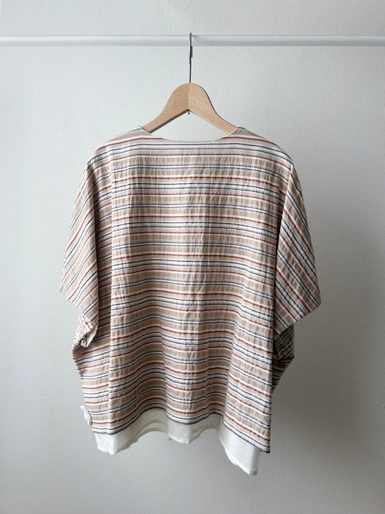 ボーダーレイヤードシャツ (VFSH-6545B)