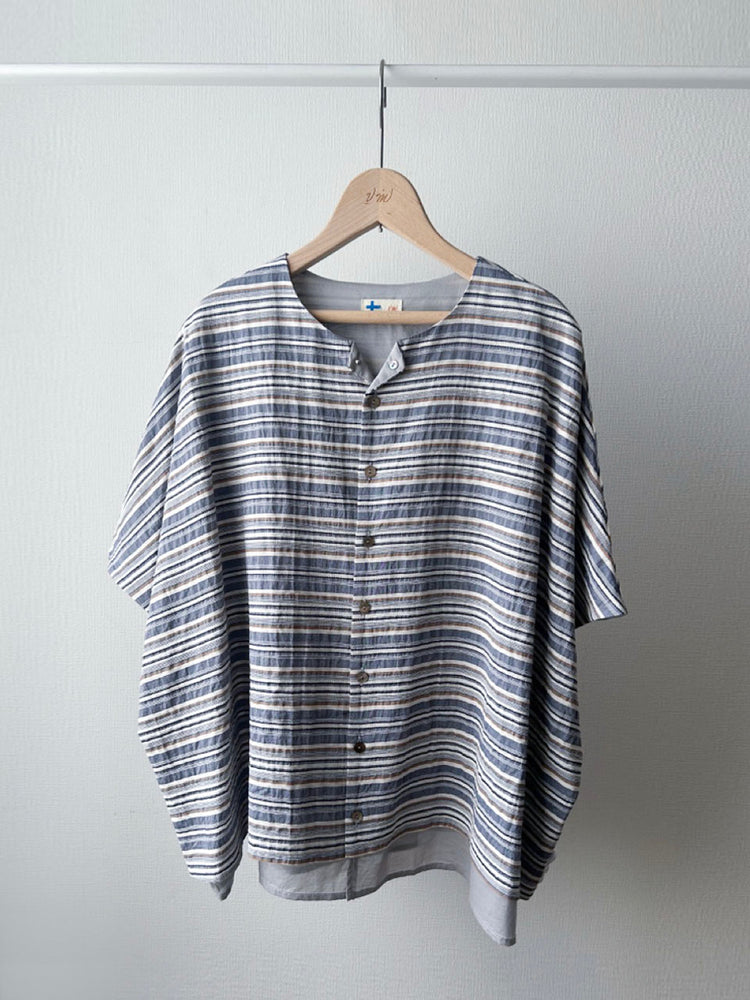 ボーダーレイヤードシャツ (VFSH-6545B)