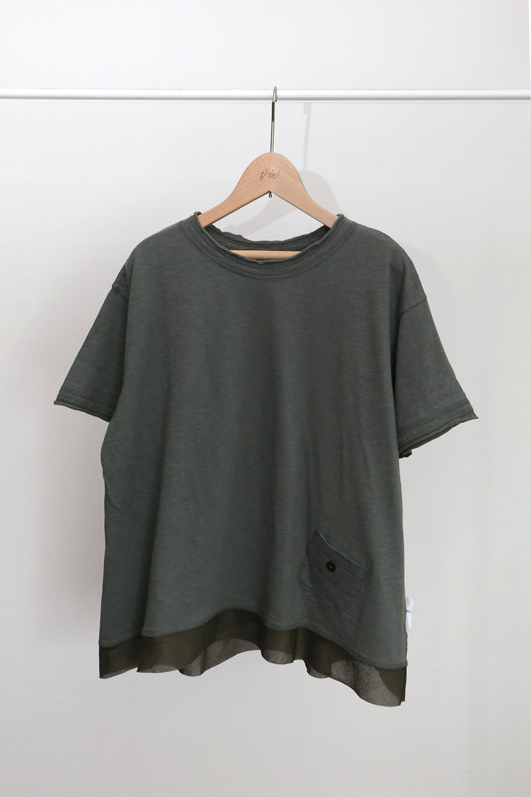 異素材コンビ半袖Tシャツ (VCT-6015B)