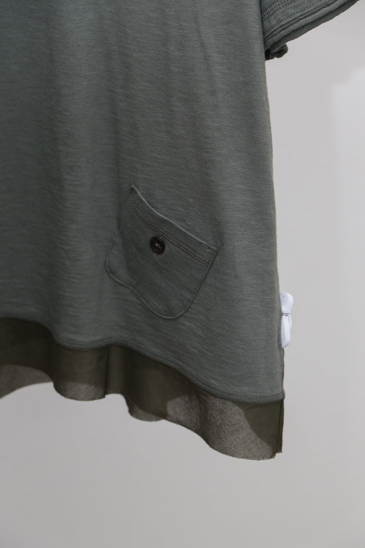 異素材コンビ半袖Tシャツ (VCT-6015B)