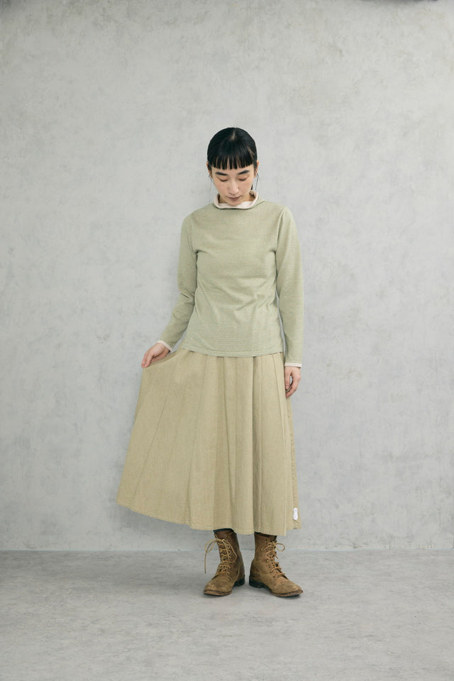 ボーダー柄綿麻二重衿タートル(VKPO-5862D)