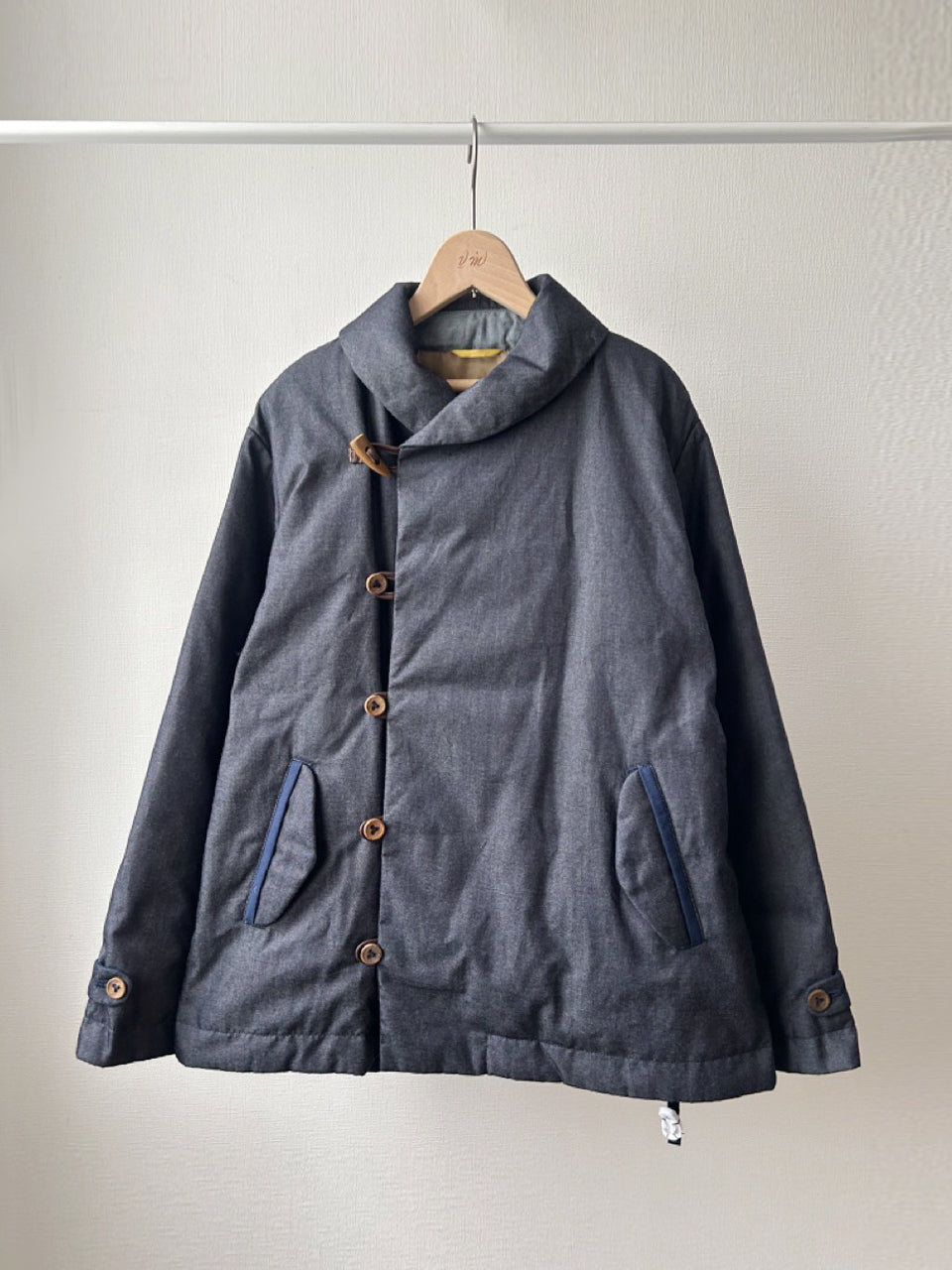 デニムショールカラーダウンジャケット (VFJK-5643D）