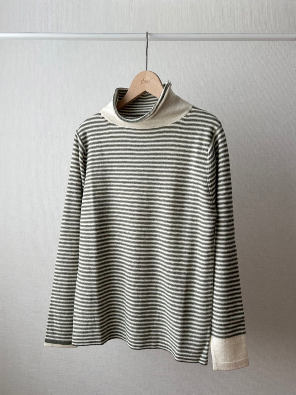 12GG天竺裏目ボーダー衿タートル(VKPO-5860D)