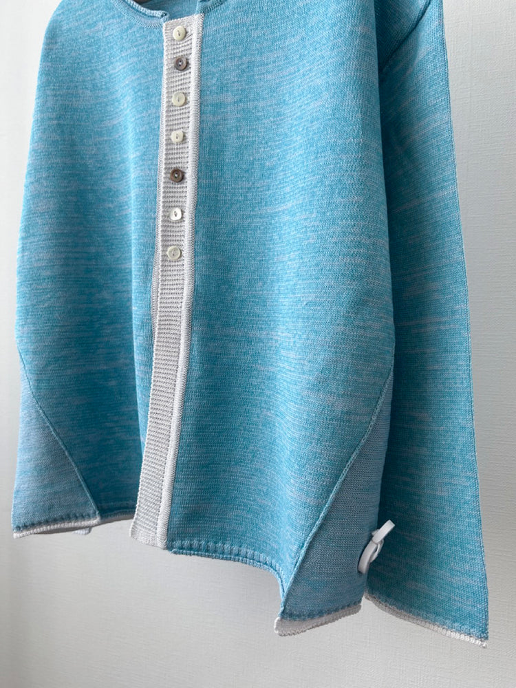 バイカラー9分丈袖カーディガン (VKCD-6803A)