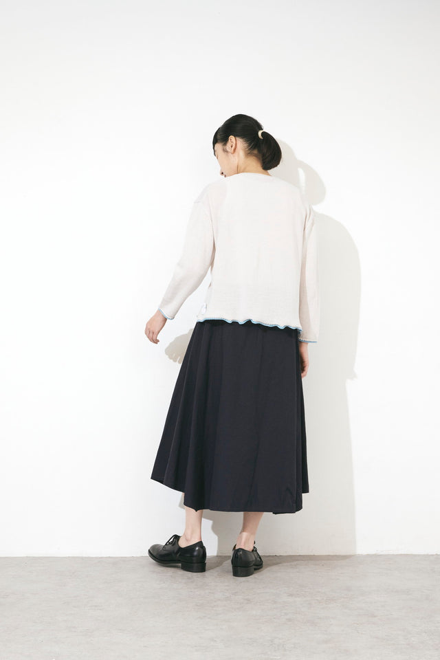 バイカラー9分丈袖カーディガン (VKCD-6803A)