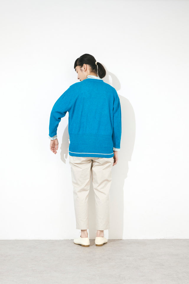 配色ニットカーディガン (VKCD-6810A)